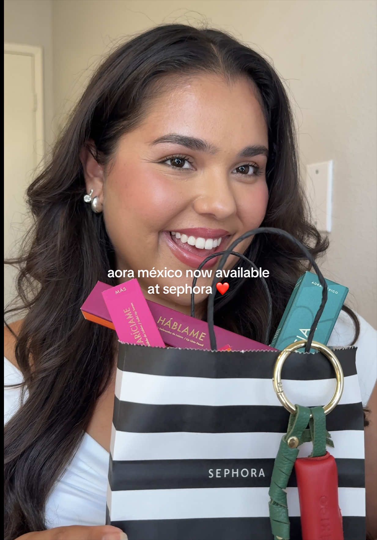 TikTok post by @ximenamoreno__ for Aora Makeup. Caption reads: @Aora Makeup US is now available at Sephora.com....