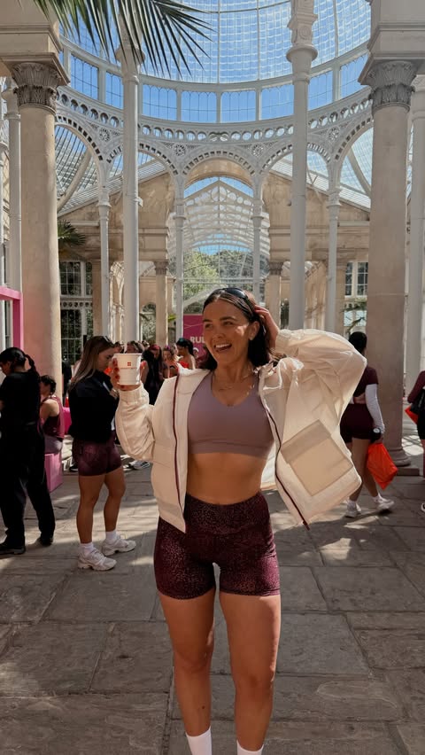 Instagram post by @rhiannacrisp for Sweaty Betty. Caption reads: [...] we try have fun 😁 made easier w....