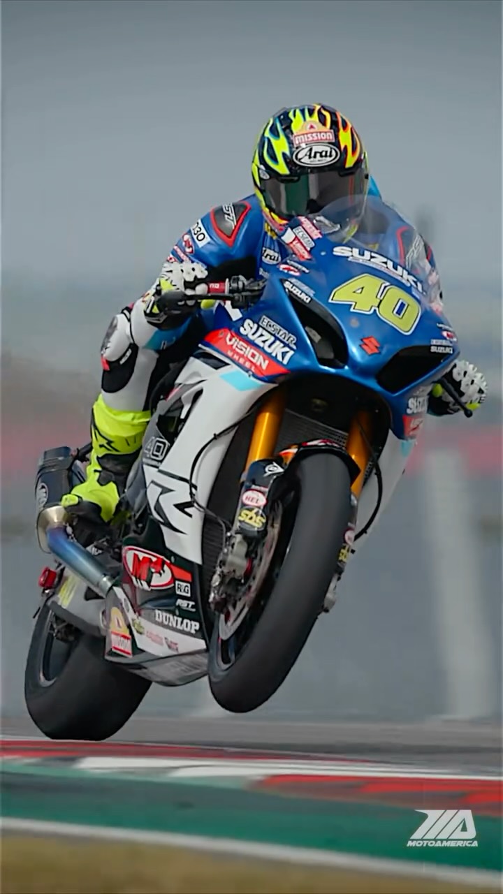 Instagram post by @m4_exhaust for Suzuki. Caption reads: The special GSX-R 40th Anniversary livery looks....