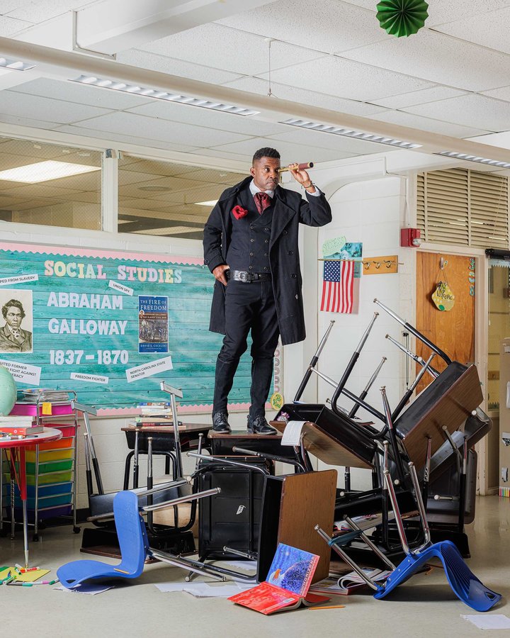 Instagram post by @justincookphoto for Profoto. Caption reads: This was a fun one. Duke professor Mike Wiley....