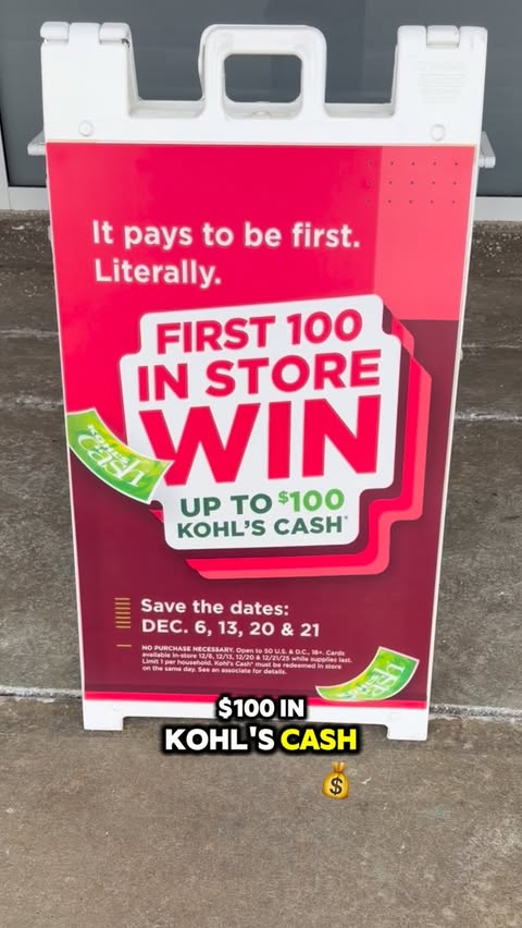 Instagram post by @citycouponmoms for Kohl's. Caption reads: @kohls cash giveaway in December! Up to $100! For....
