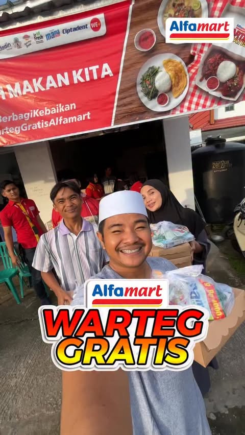 Instagram post by @yuliawsn for Alfamart. Caption reads: Ikut senang kegiatan WARTEG GRATIS dari Alfamart....