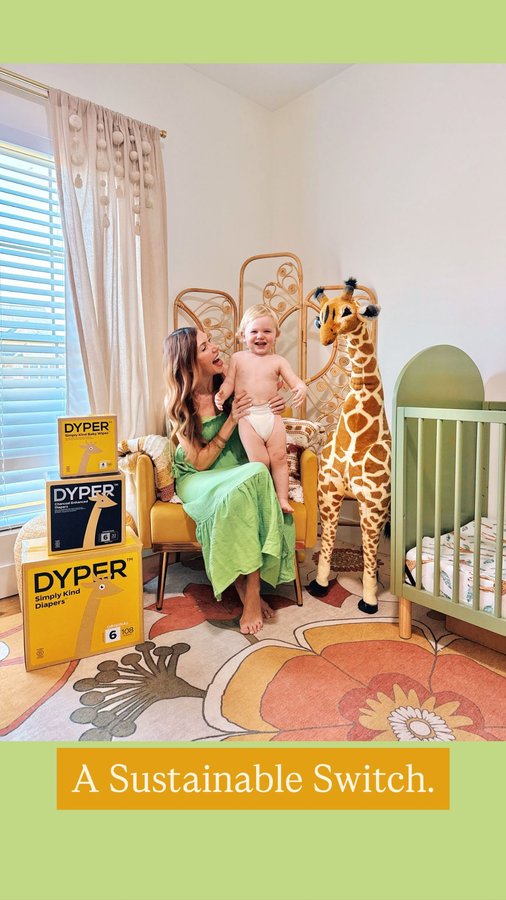 Instagram post by @rosiemaxhimer for DYPER. Caption reads: [...] That’s the powerful mission behind....