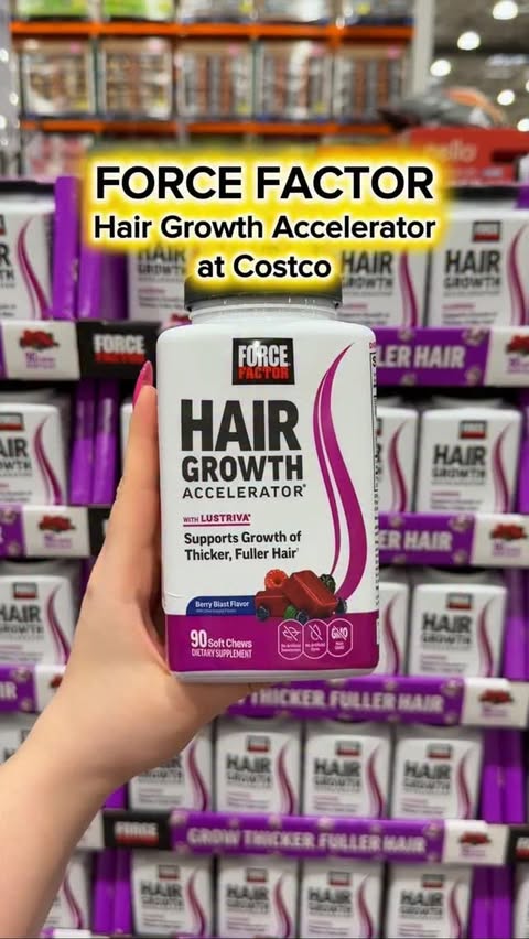 Instagram post by @costco_california for Force Factor. Caption reads: Force Factor Hair Growth Accelerator Soft Chews....