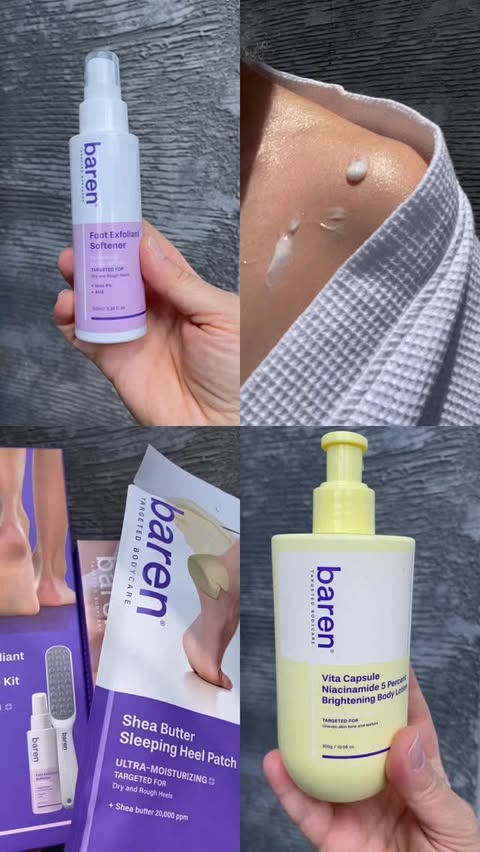 Instagram post by @ninoskindiary for Baren. Caption reads: Baren Foot Care Routine: @baren_global 1. Foot....