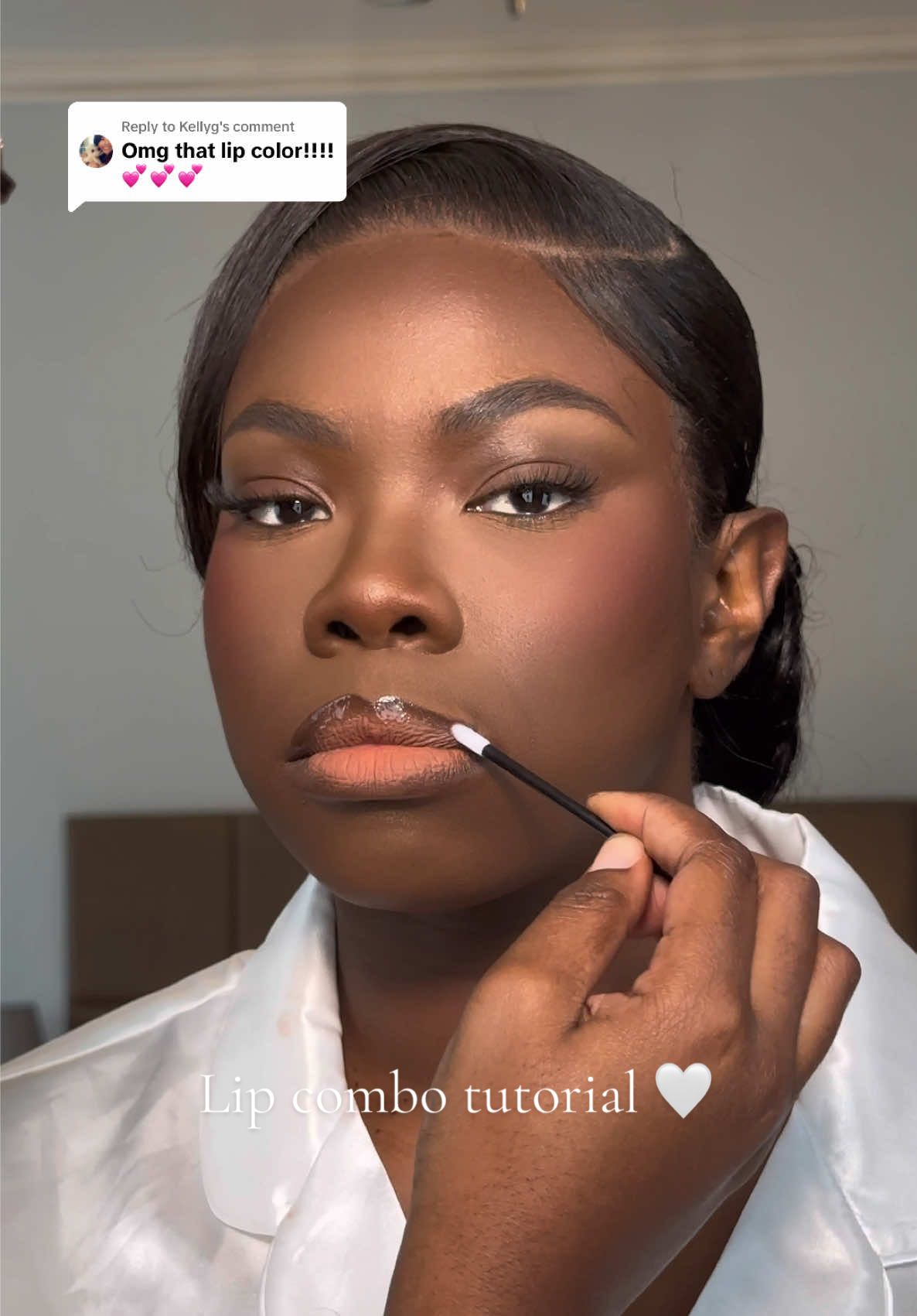 TikTok post by @shyanhazel for HNB Cosmetics. Caption reads: Replying to @Kellyg  Lip combo tutorial ✨ @Sooo....