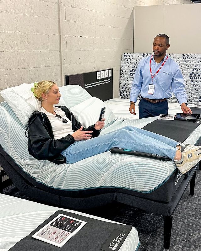 Instagram post by @cameronbrink22 for Mattress Firm. Caption reads: Just got matched with a bed from @mattressfirm and....