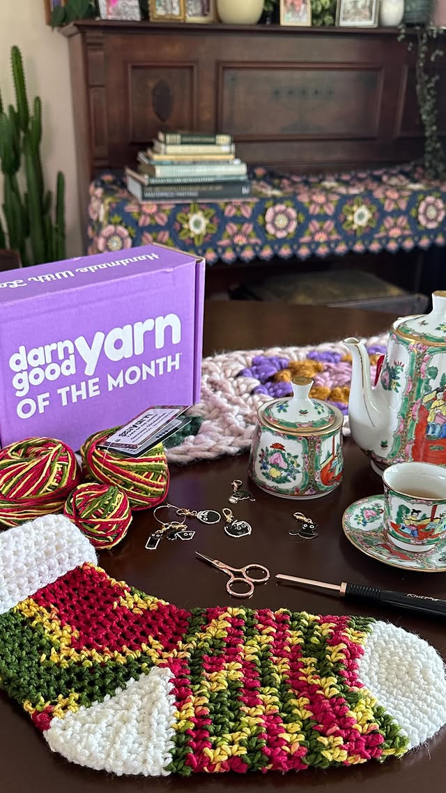 Instagram post by @made.by.leeling for Darn Good Yarn. Caption reads: Thank you @darngoodyarn for sending me a Yarn of....