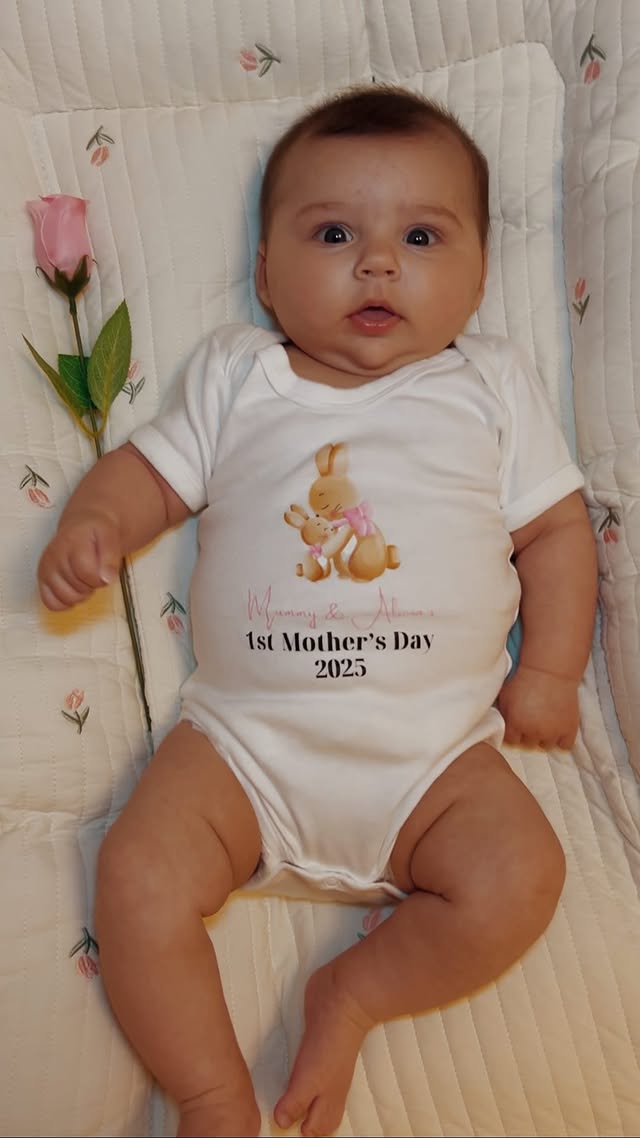 Instagram post by @sweetfamily_life for Cozy Crew Club. Caption reads: [...] love this personalised bodysuit from....