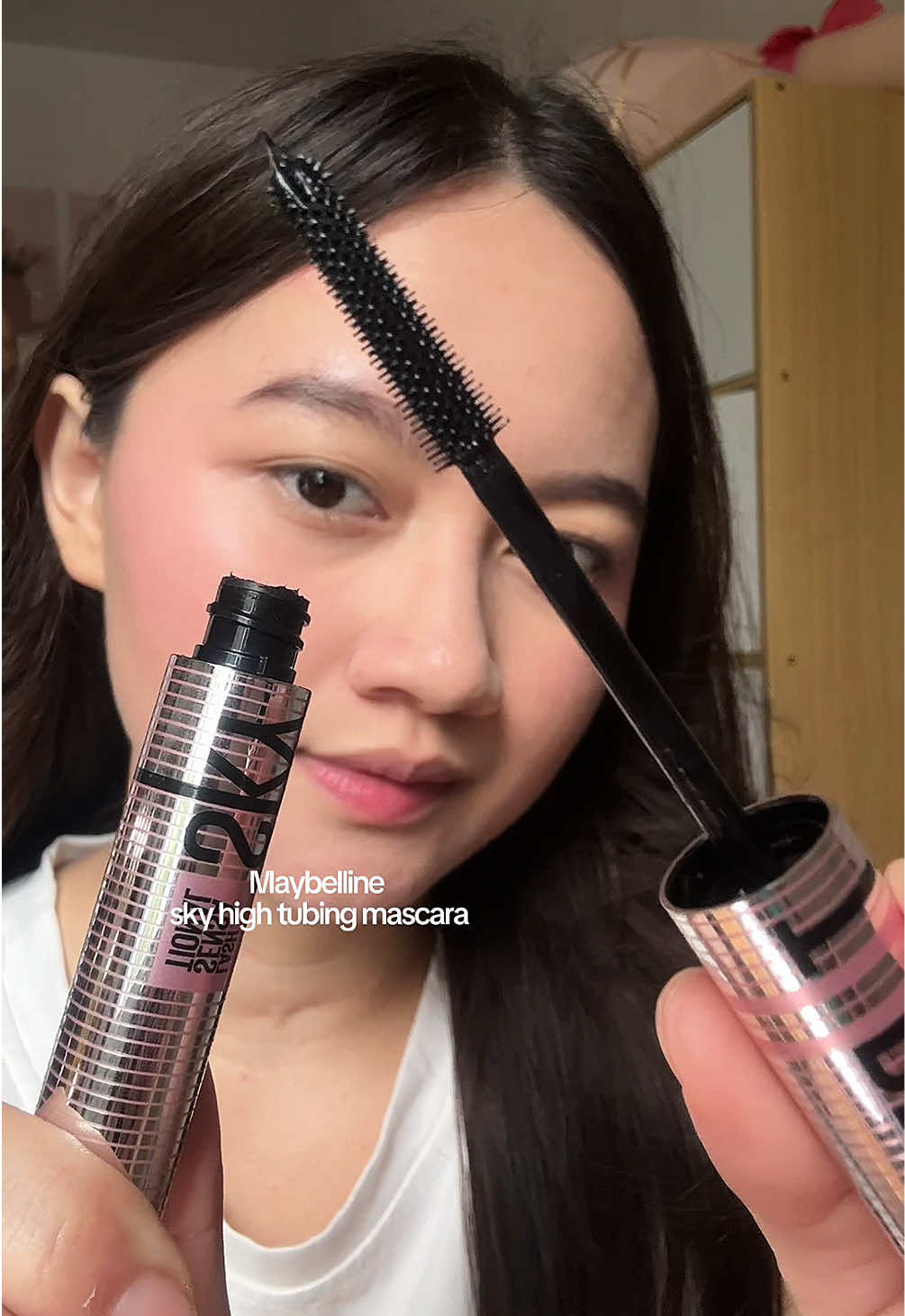 TikTok post by @__chinnyyy for Maybelline New York PH. Caption reads: [...] released a tubing mascara ✨💖 @Maybelline....