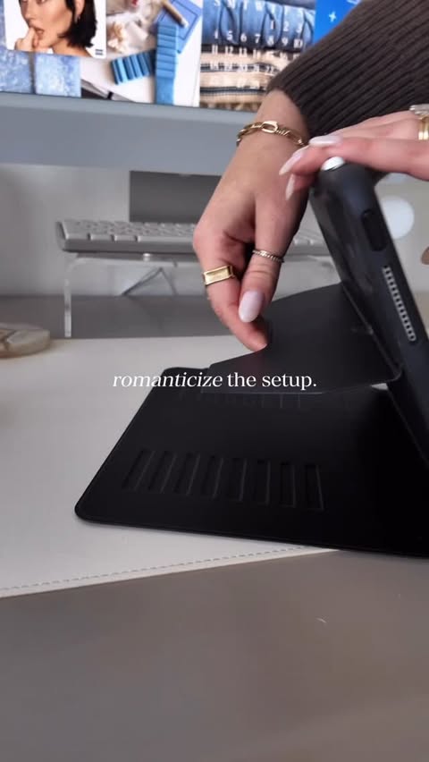 Instagram post by @alliemariedigital for Zugu case. Caption reads: Romanticizing my set up with @zugucase 360 case....