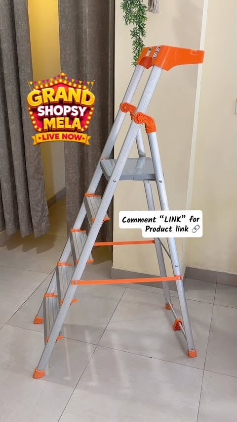 Instagram post by @thehomeatelier.in for Shopsy. Caption reads: [...] Step Ladder at a great price ✨ 🛒 Grand....
