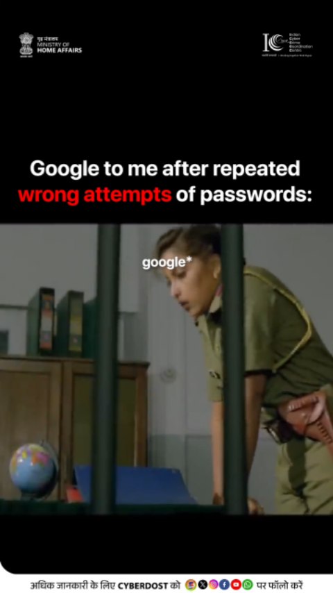 Instagram post by @ahmedabadpolice for Google India. Caption reads: Still using easy passwords? 🔓
That little....