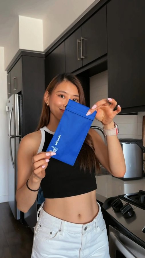 Instagram post by @type1amy for 4allfamily. Caption reads: [...] while traveling. I’ve started using....