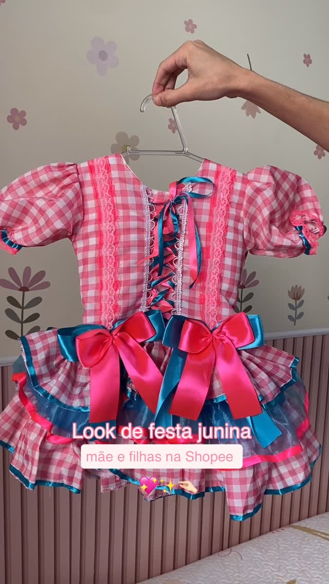 Instagram post by @jussara.ataiide for Shopee. Caption reads: look junino mãe e filha que pedi na shopee....