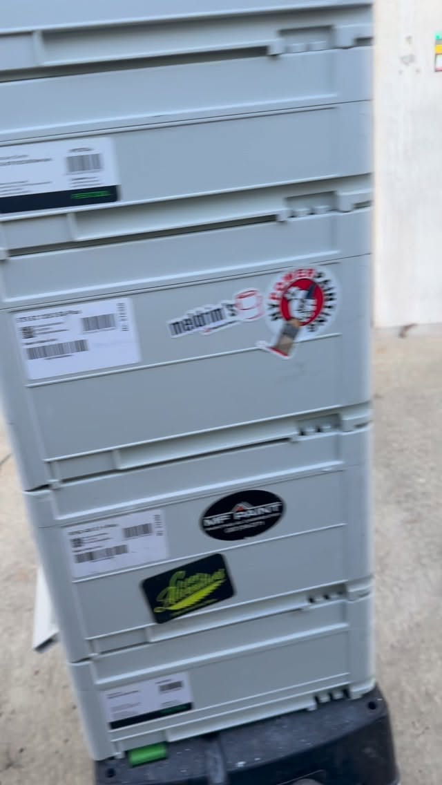 Instagram post by @carlson_paint_and_paper for Festool USA. Caption reads: This is Why I choose Festool.
Organized and the....