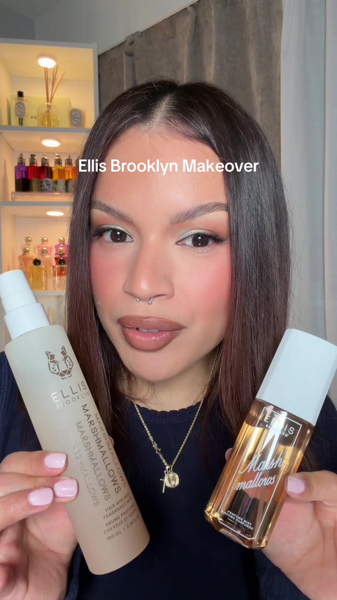 TikTok post by @karlacruzbeauty for Ellis Brooklyn. Caption reads: I was so focused on the new @Ellis Brooklyn that I....