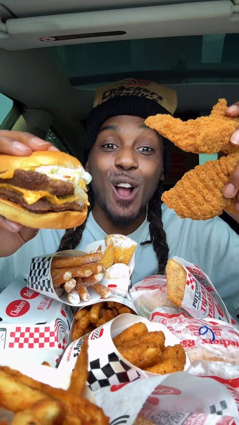 Instagram post by @dutchies_munchies for Checkers & Rally’s. Caption reads: Trying everything on the Checkers and Rally’s....