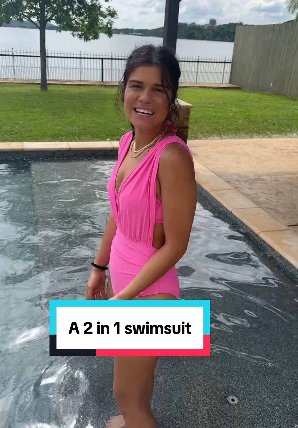 TikTok post by @3_sister_vibes for Cupshe. Caption reads: [...] #onepiece #beachfashion #summerfashion....