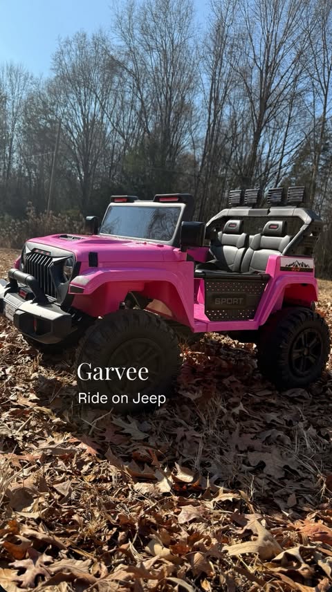 Instagram post by @kaylascurated for Garvee. Caption reads: [...] our daughter with a ride-on Jeep from....