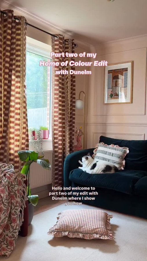 Instagram post by @thehousewiththepinkbed for Dunelm. Caption reads: Ad. I think small changes can really make a big....