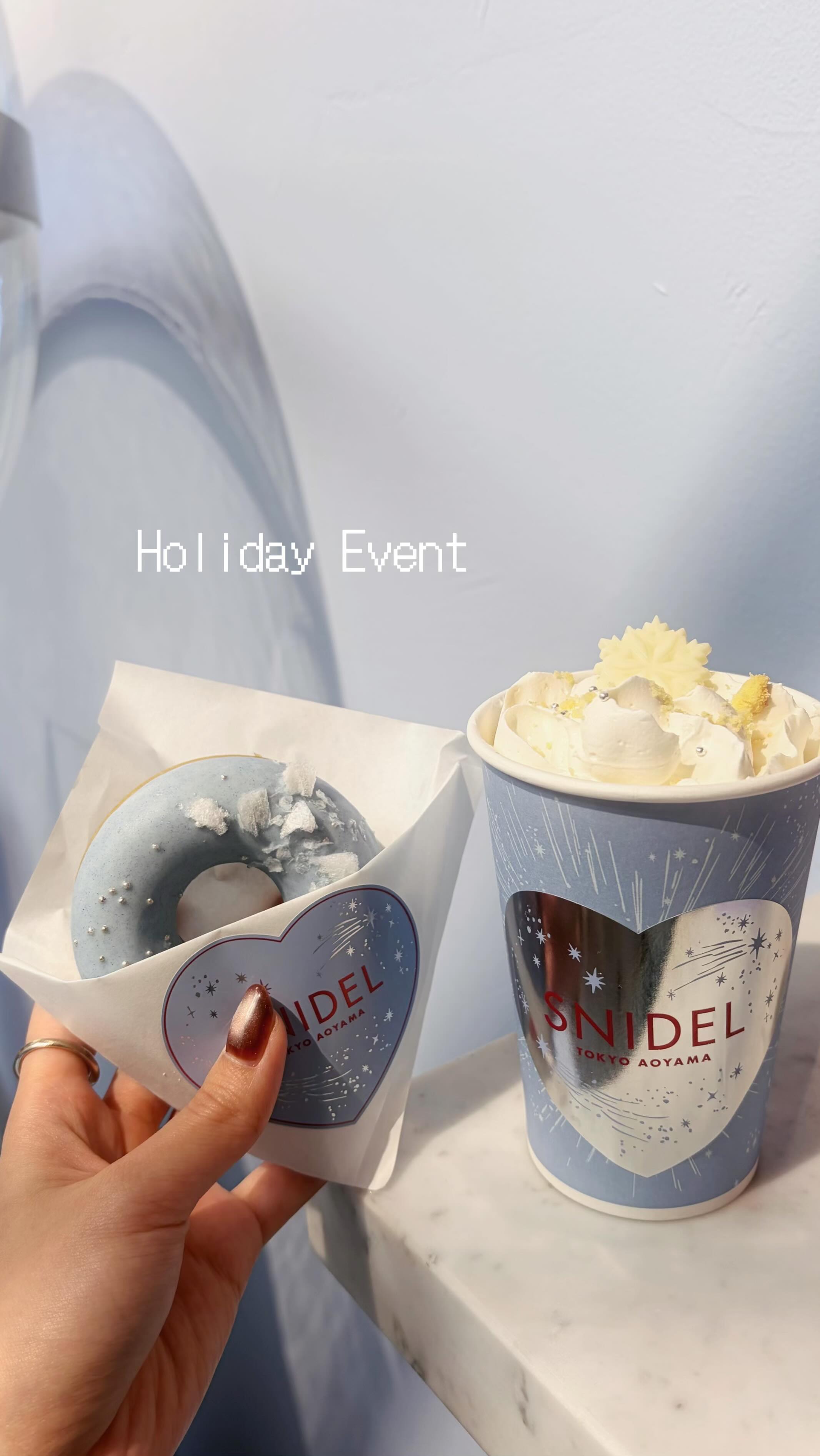 Instagram post by @__iam.myn for SNIDEL. Caption reads: SNIDEL TOKYO AOYAMA Holiday Event [...].
