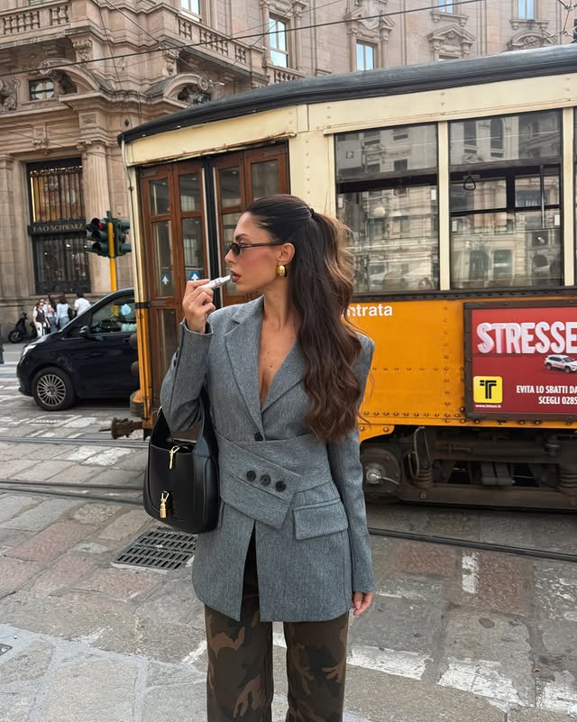 Instagram post by @noemidelp for Lumina Fashion. Caption reads: Not your classic blazer @lumina_fashion_official....