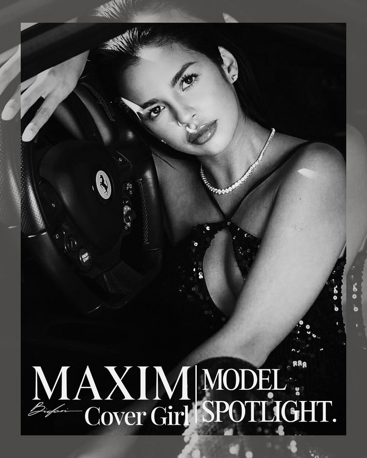 Instagram post by @alexssamg for MAXIM. Caption reads: Maxim Cover Girl Competition Model Spotlight:....