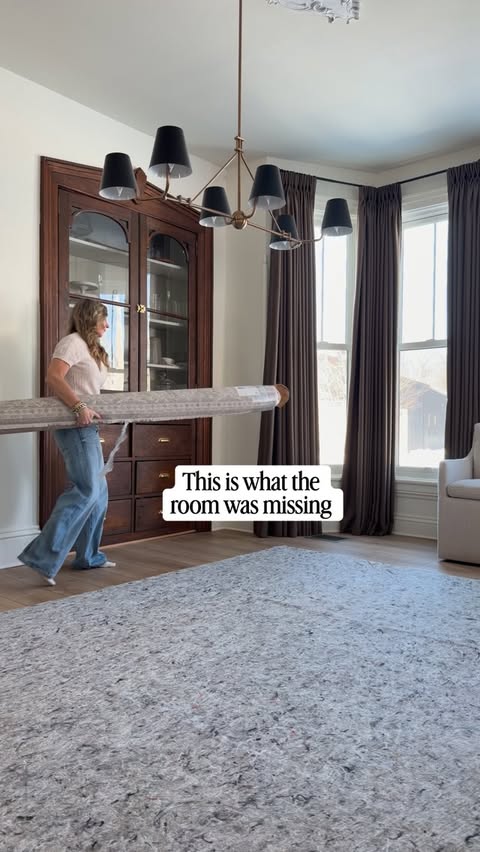 Instagram post by @interiorjems for Wayfair. Caption reads: Just got this beautiful new rug from @wayfair. You....