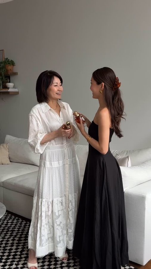 Instagram post by @itsyuyann for Donna Karan. Caption reads: [...] and my mom styling our outfits around....