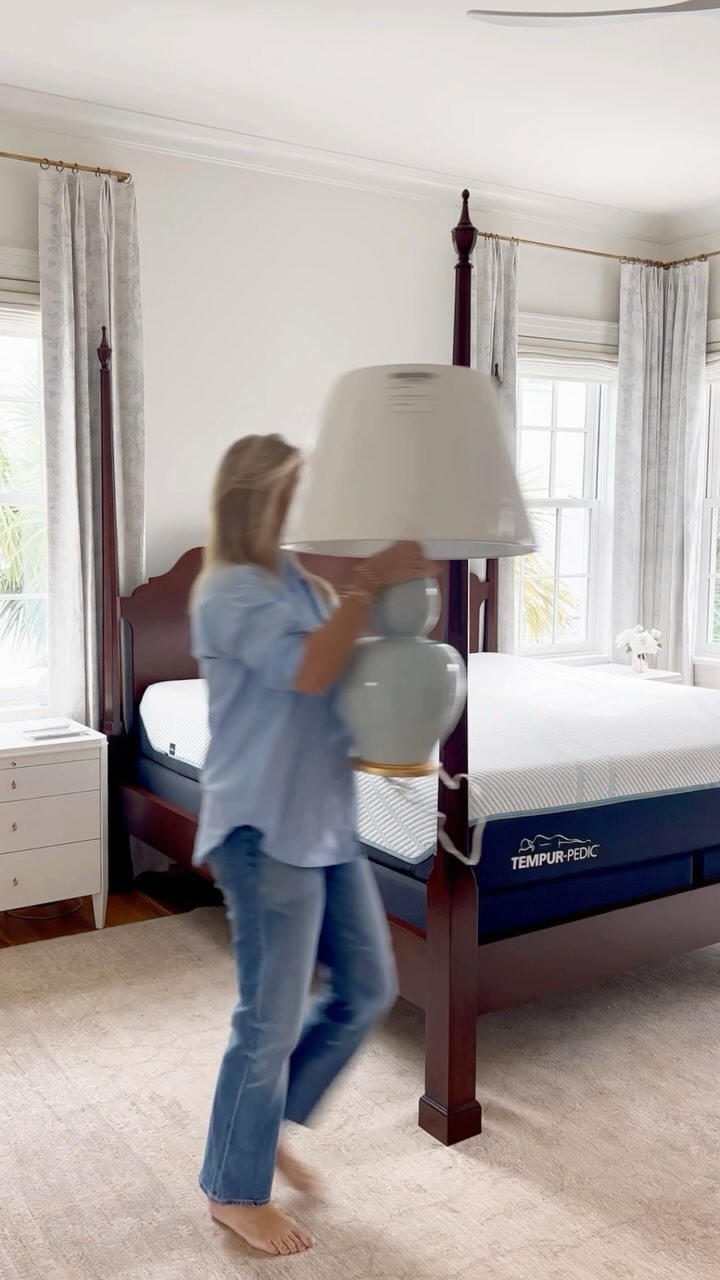 Instagram post by @meganstokes for Mattress Firm. Caption reads: A little bedroom refresh! New lamps, a new bench,....