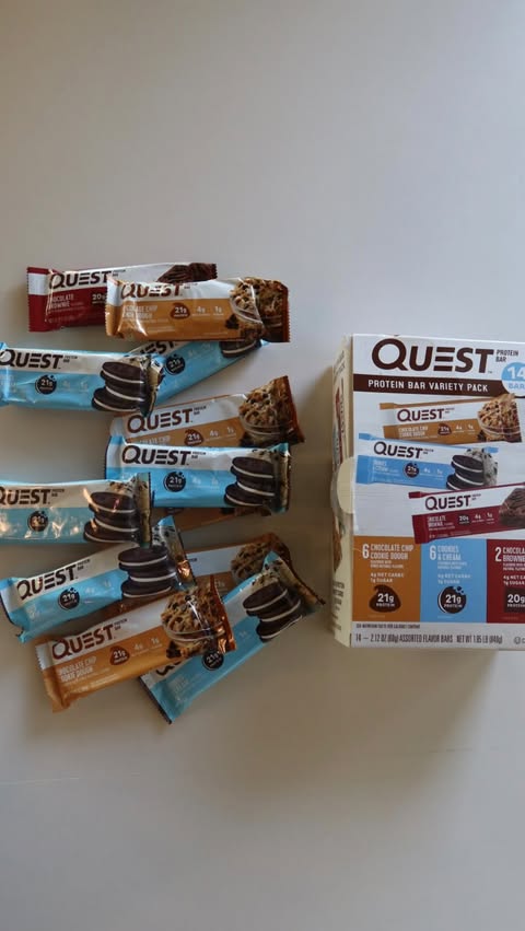 Instagram post by @mariabetaniads for Quest Nutrition. Caption reads: new find at Costco… and honestly, this is about to....