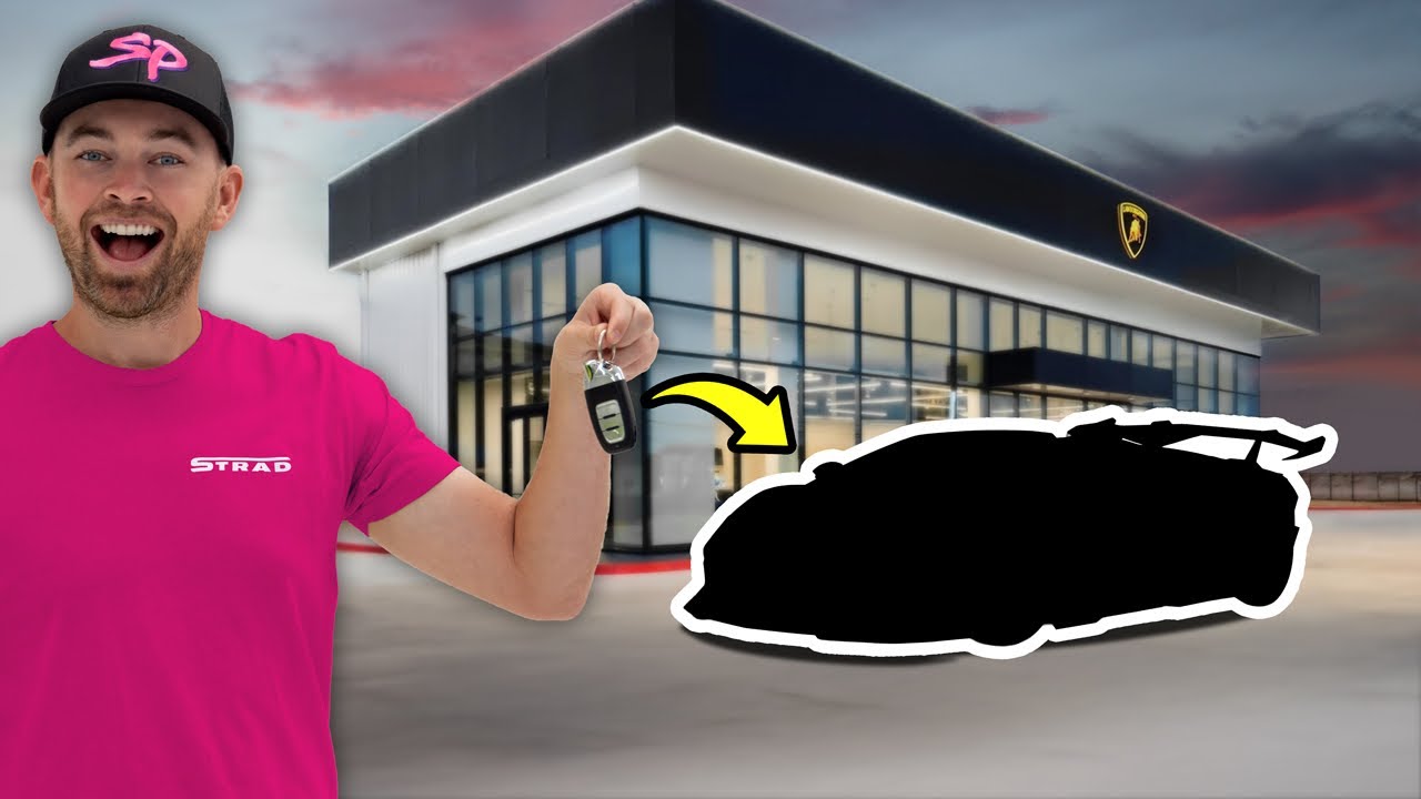 YouTube post by @TheStradman for Ridge. Caption reads: Introducing my Dream Lamborghini Revuelto.