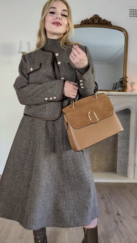 Instagram post by @stylishjournal for Goelia. Caption reads: [...] a timeless staple wool set for A/W by....