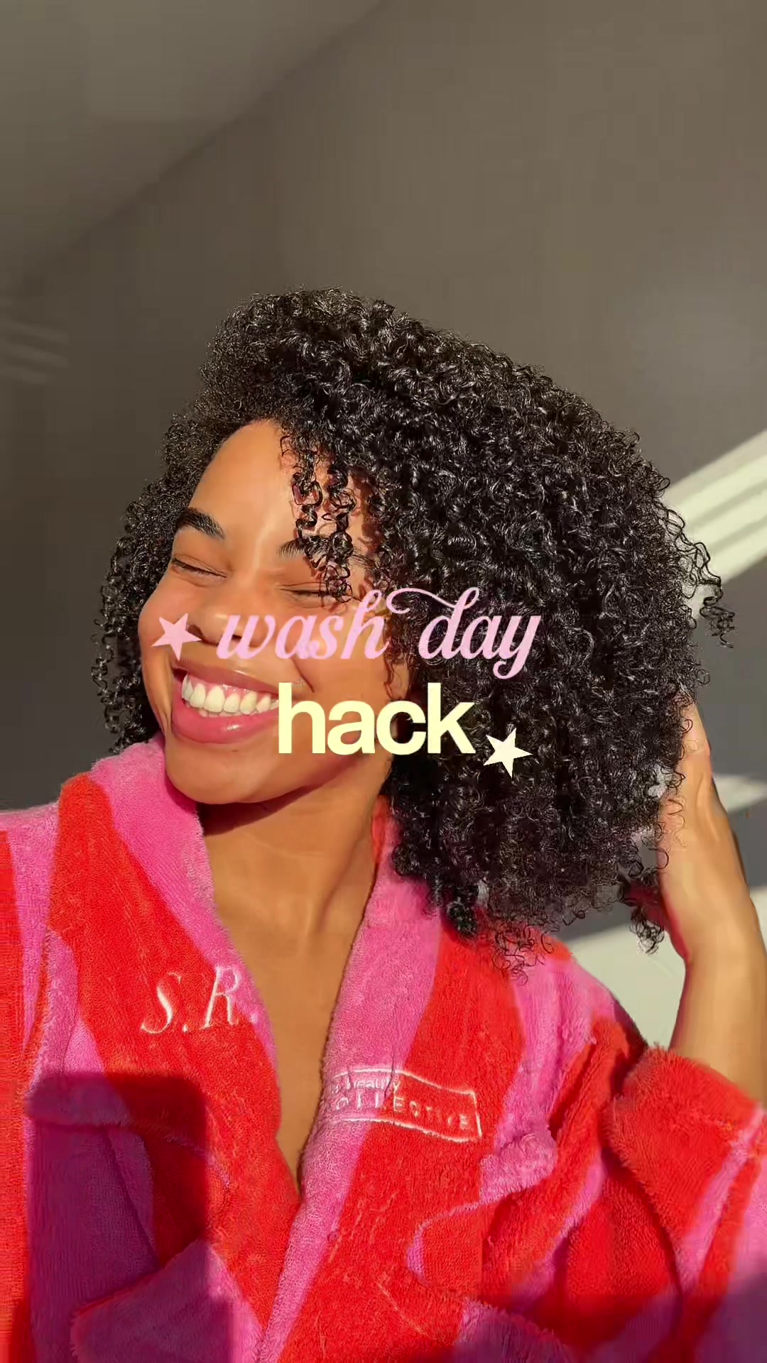 TikTok post by @sheree_denae for DevaCurl. Caption reads: [...] for the easiest wash day🧖🏽‍♀️➰✨ @DevaCurl....