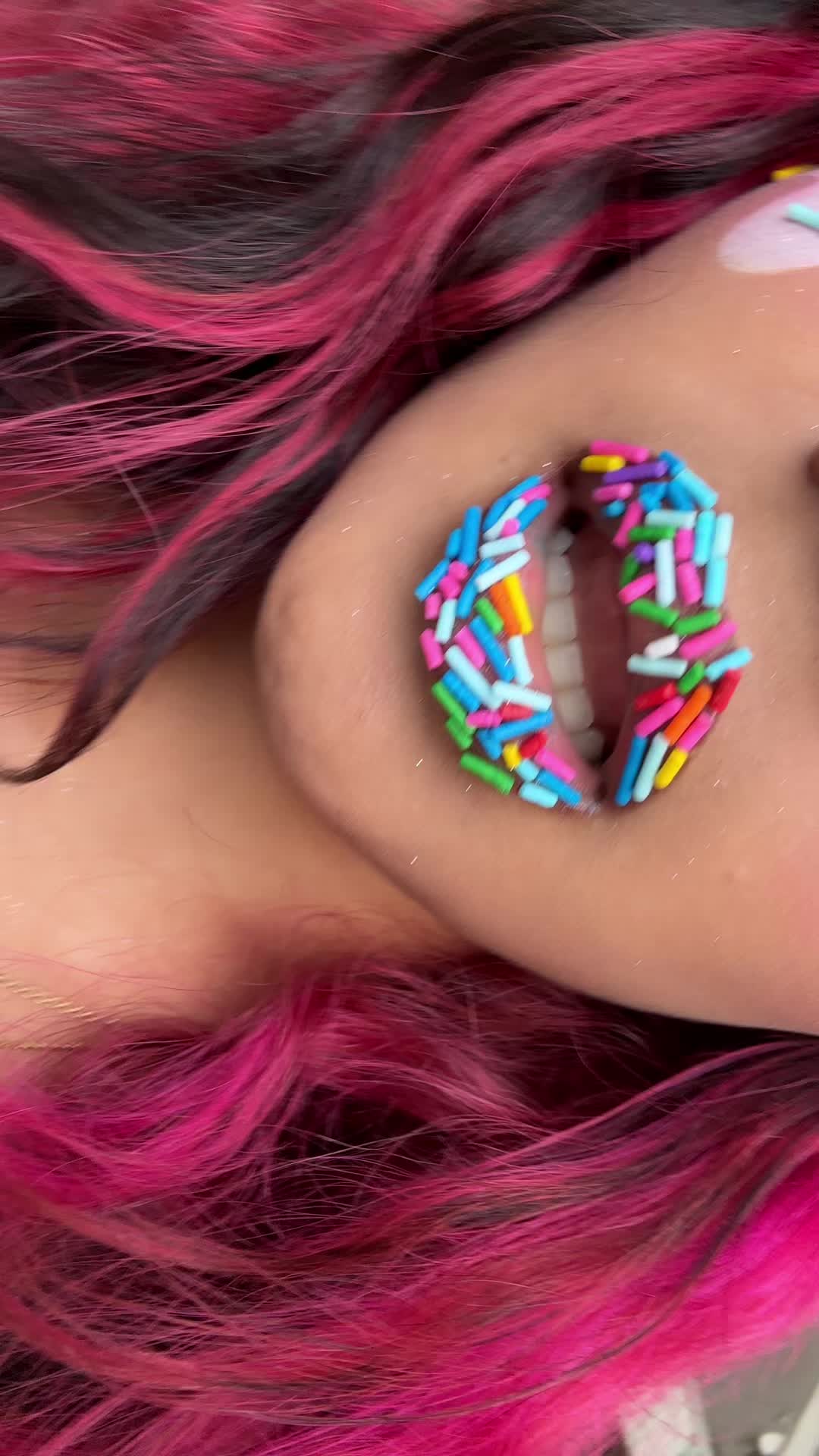 TikTok post by @c30smakeupgallery for EYEVOS. Caption reads: [...] on the sprinkles trend🥹 contacts from....