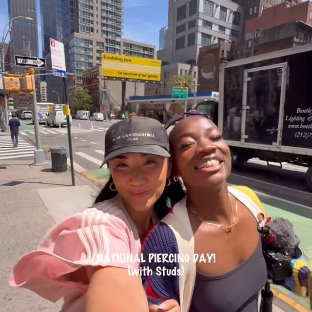 Instagram post by @iamsooyounlee for Studs. Caption reads: [...] - especially for National Piercing Day!....