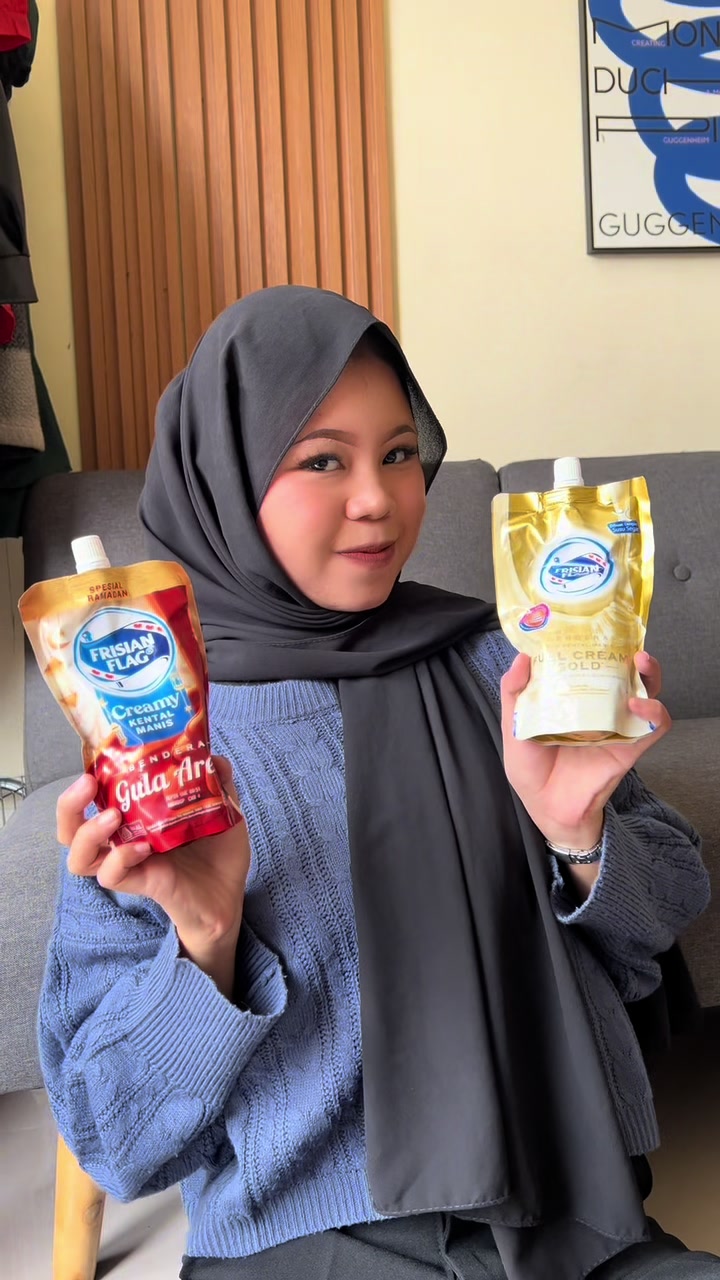 TikTok post by @yawnnats for Frisian Flag Indonesia. Caption reads: @Frisian Flag #GoyangCreamyFrisianFlag Takjil naik....