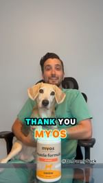 Instagram post by @dr.dannysack for MYOS Pet. Caption reads: Try Myos Canine Muscle Formula TODAY! 
Use my code....