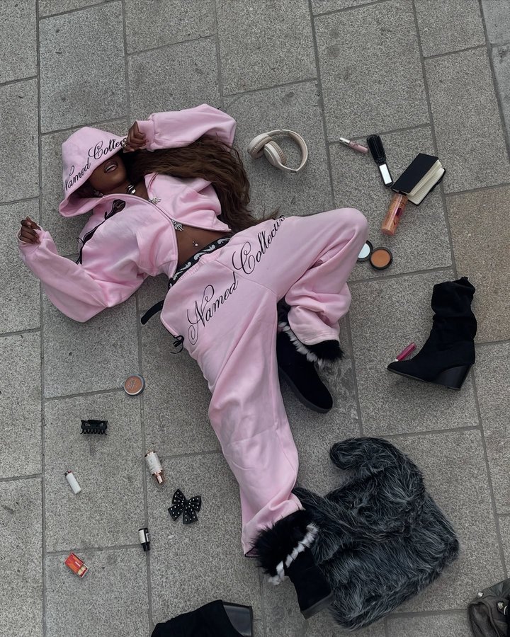 Instagram post by @broownshaawty for NAMED COLLECTIVE. Caption reads: [...] I don’t like.🤭🤭!! Tracksuit....