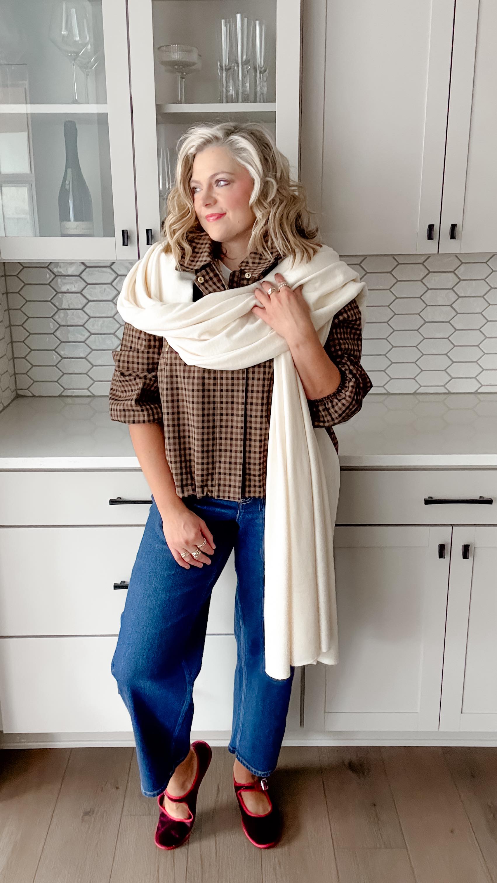 Instagram post by @chrissyandcrew for BLEUSALT. Caption reads: Styling my new @bleusalt 3 yard wrap in the color....