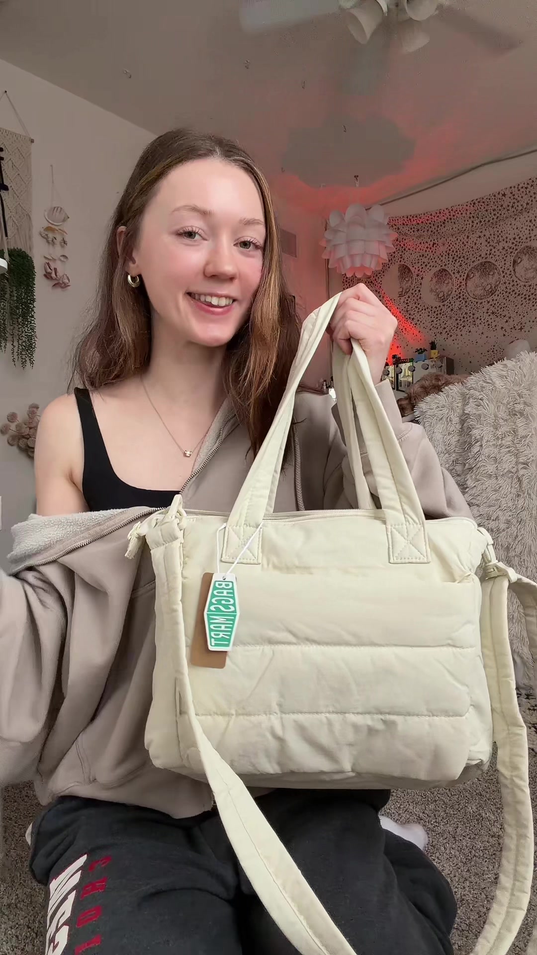TikTok post by @megxshops for Bagsmart. Caption reads: [...] is the medium size and i’m obsessed🥰....