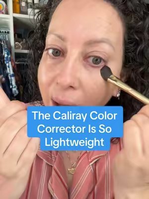 TikTok post by @realmelindaupclose for caliray. Caption reads: @Caliray color corrects, brightens, AND conceals!....