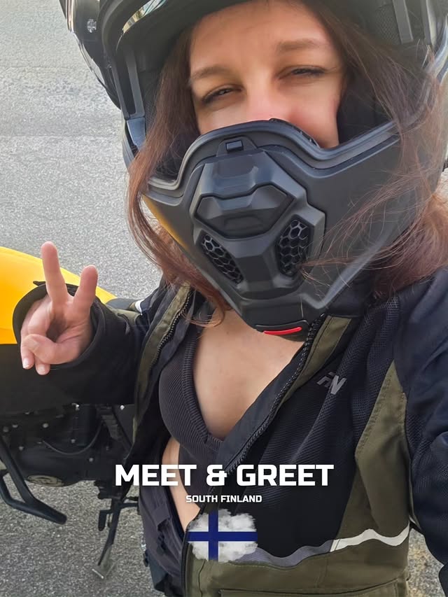 Instagram post by @nata_ontheroad for XLMOTO. Caption reads: [...] info! 🏍⛺️🔥 ... Jacket and helmet from....