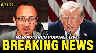 YouTube post by @MeidasTouch for DeleteMe. Caption reads: LIVE: MeidasTouch RESPONDS to MAJOR BREAKING NEWS....