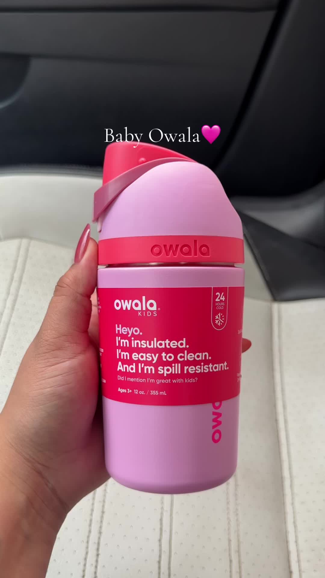 TikTok post by @lezzgarr for Owala. Caption reads: DIY baby Owala 🤭🩷 I used the free sip top from....
