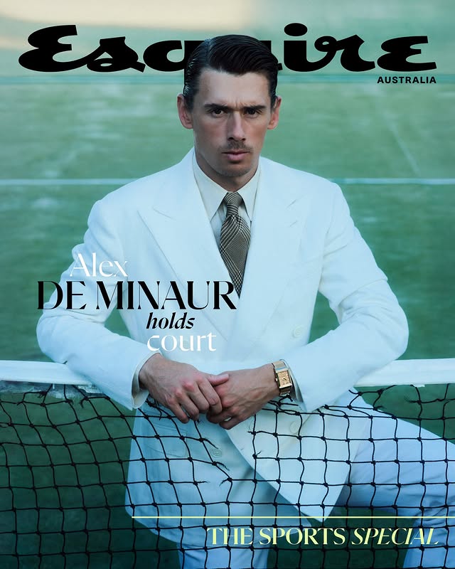 Instagram post by @alexdeminaur for Esquire. Caption reads: “It’s no secret that the @australianopen is where....