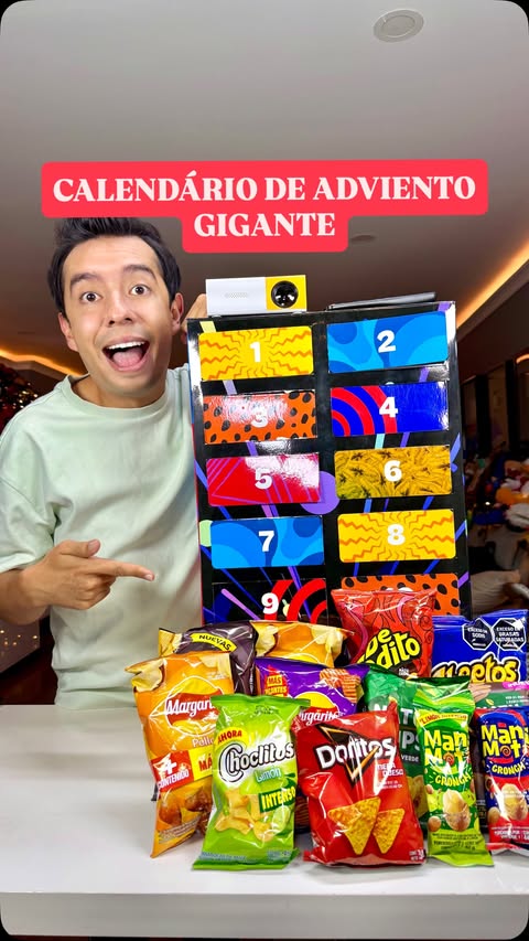 Instagram post by @amirodriguezz for Cheetos. Caption reads: calendario de adviento gigante 🤤....