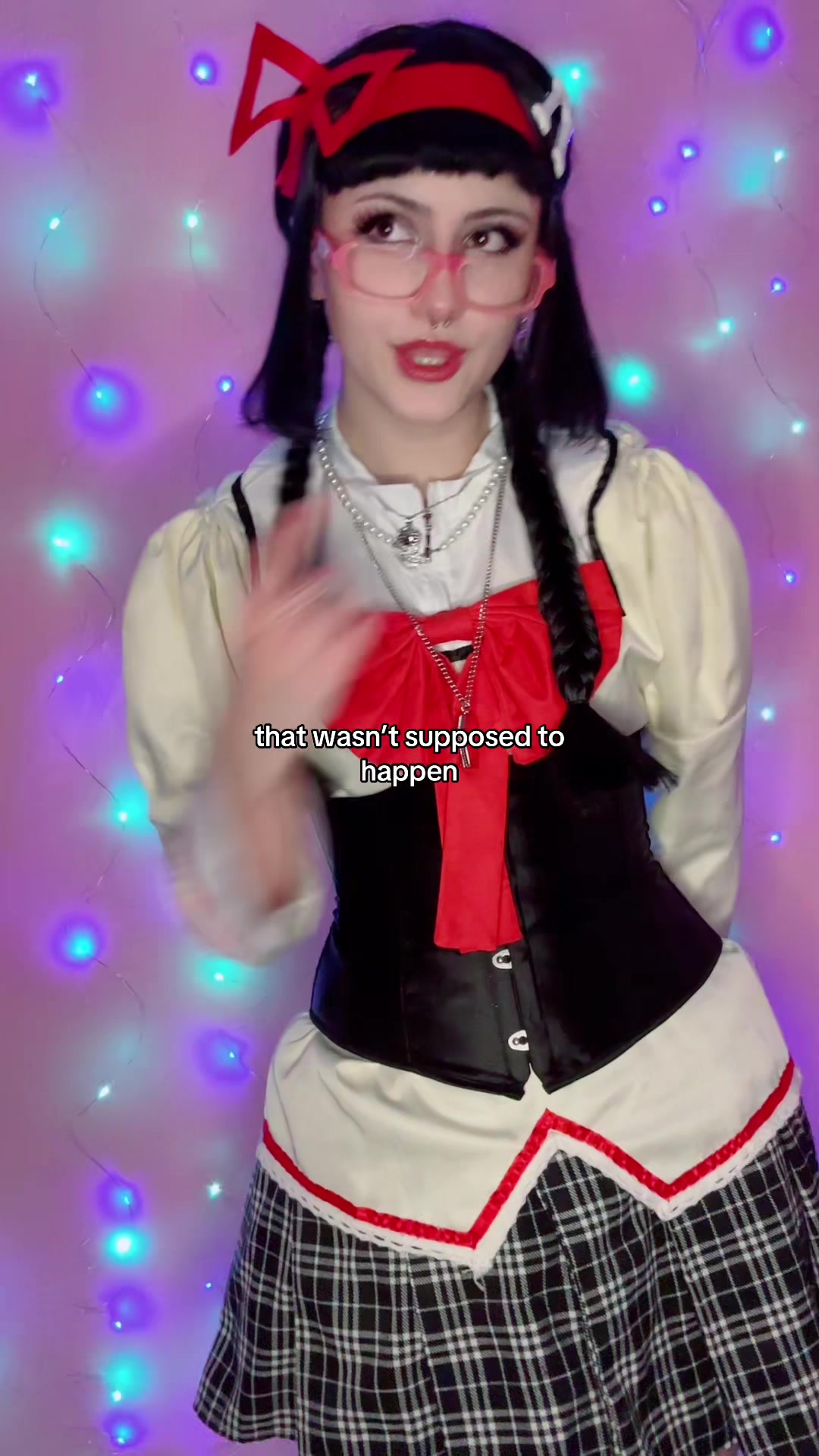 TikTok post by @gg.gizmo for TIJN Eyewear. Caption reads: [...] homura couldn’t save madoka..  @TIJN EYEWEAR....