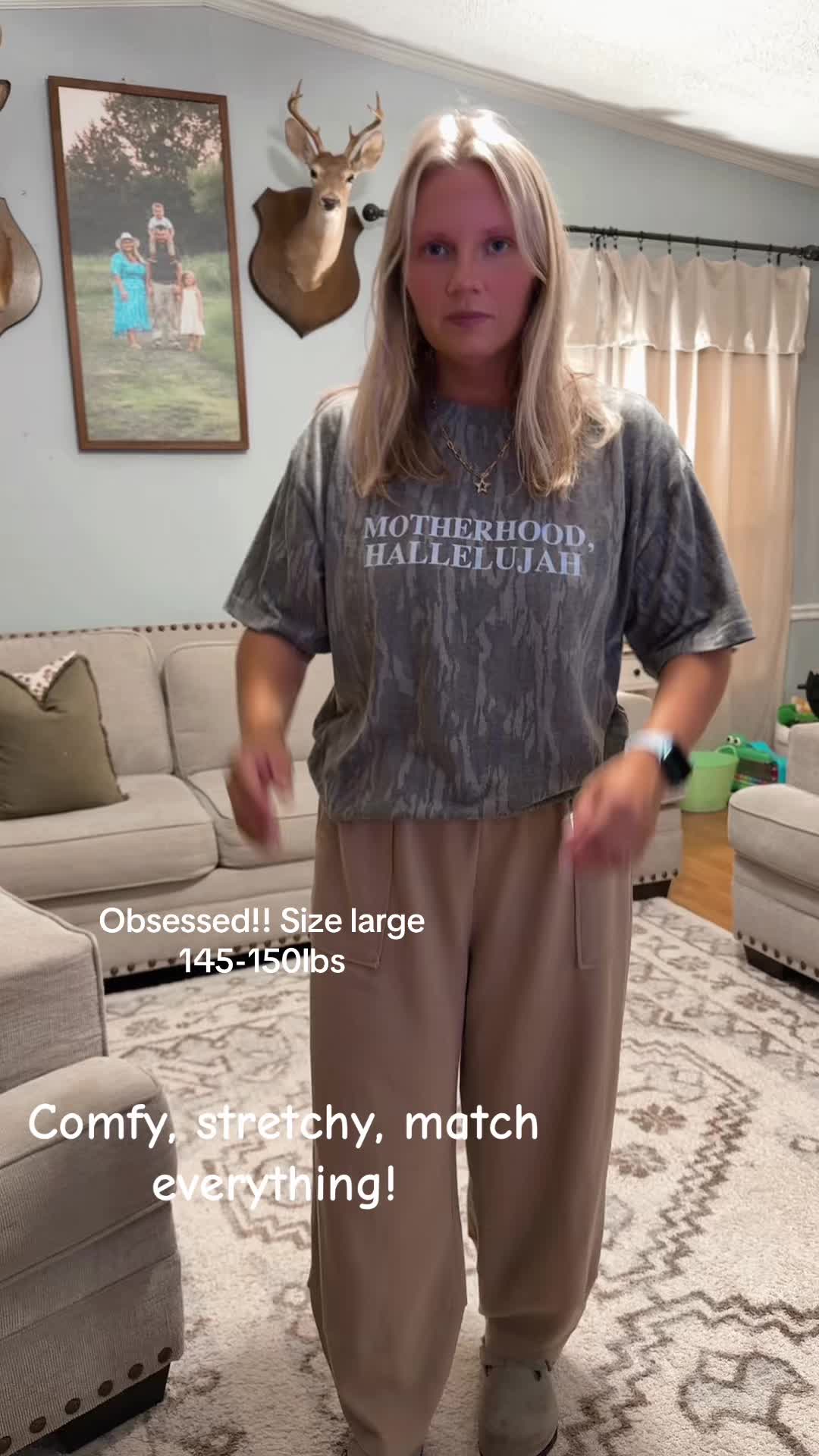 TikTok post by @briannaj28 for SCUSTY. Caption reads: [...] pants! #comfort #barrelpants #fitcheck....